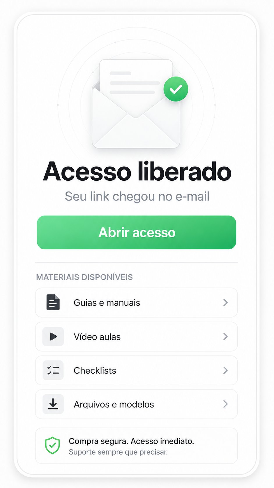Tela mostrando acesso liberado ao Kit